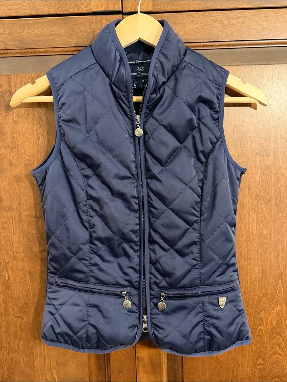 Diamond-Quilt Navy Sleeveless Puffer Vest by Horze